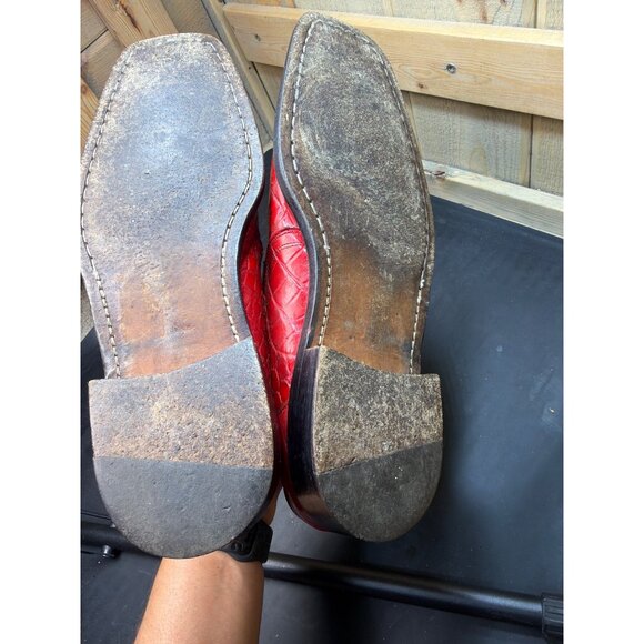 Mauri M Collection Red Genuine Alligator Leather Dress Shoes Italy Size 8.5 M main image 4